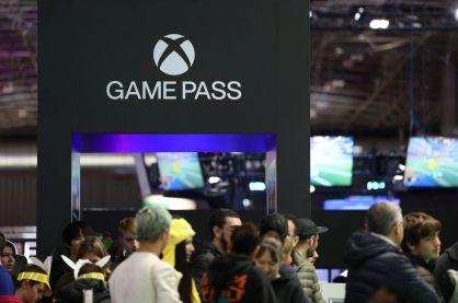 Logotipo do Microsoft Xbox Game Pass visto na Paris Games Week (PGW)