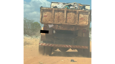 Durante a vistoria, o promotor de Justiça Maurício Gomes de Souza presenciou uma caçamba da Prefeitura (Foto: Reprodução/MPPI)