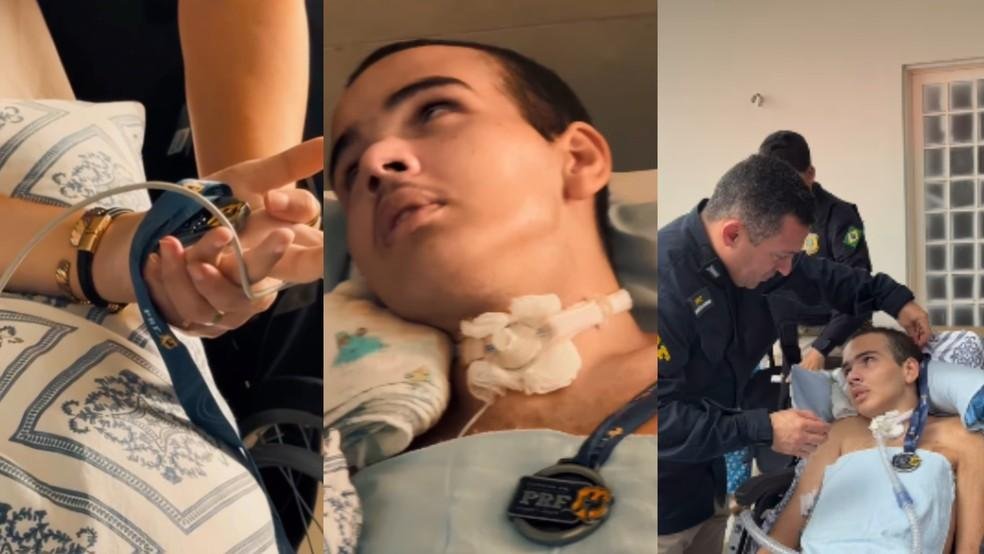 Estudante baleado em escola recebe visita e medalha da PRF em Teresina