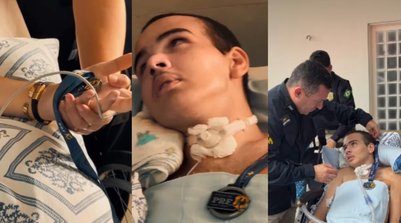 Estudante baleado em escola recebe visita e medalha da PRF em Teresina (Foto: PRF)