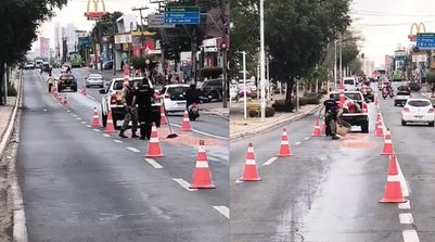 Trecho da Avenida Frei Serafim é interditado (Foto: Strans)