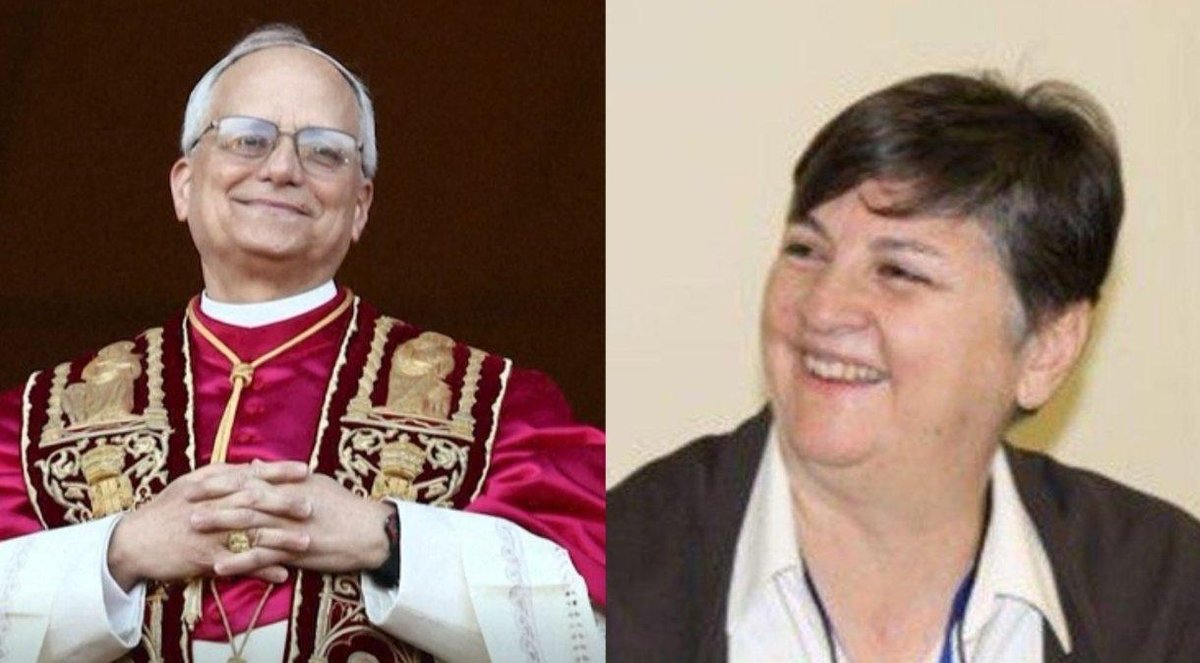 Papa Leão XIV e irmã Tiziana Merletti.• Reuters/Vatican News