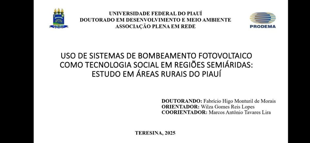 Pesquisa da UFPI estuda sistemas de bombeamento de água a partir de energia solar em áreas rurais do Piauí