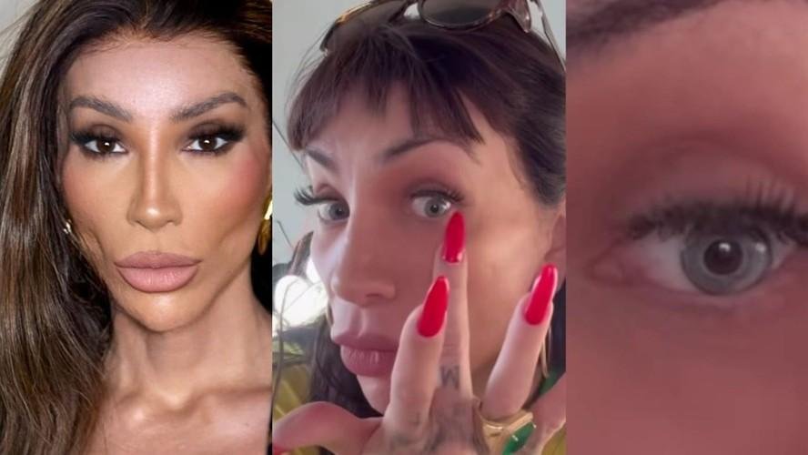 Bastou Maya Massafera tirar os óculos escuros e revelar os olhos agora verde-claros para incendiar as redes sociais nesta segunda-feira (16).