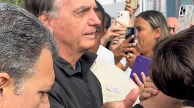Bolsonaro no Frigorifico Goiás (Foto: Divulgação)