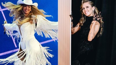 Cantoras Beyoncé e Miley Cyrus (Foto: Nina Westervelt/The New York Times)