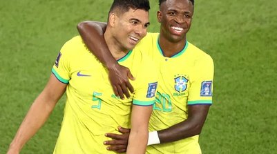 Casemiro e Vini Jr.: jogadores devem marcar presença no jogo de hoje (Robert Cianflone/Getty Images) (Foto: Divulgação)
