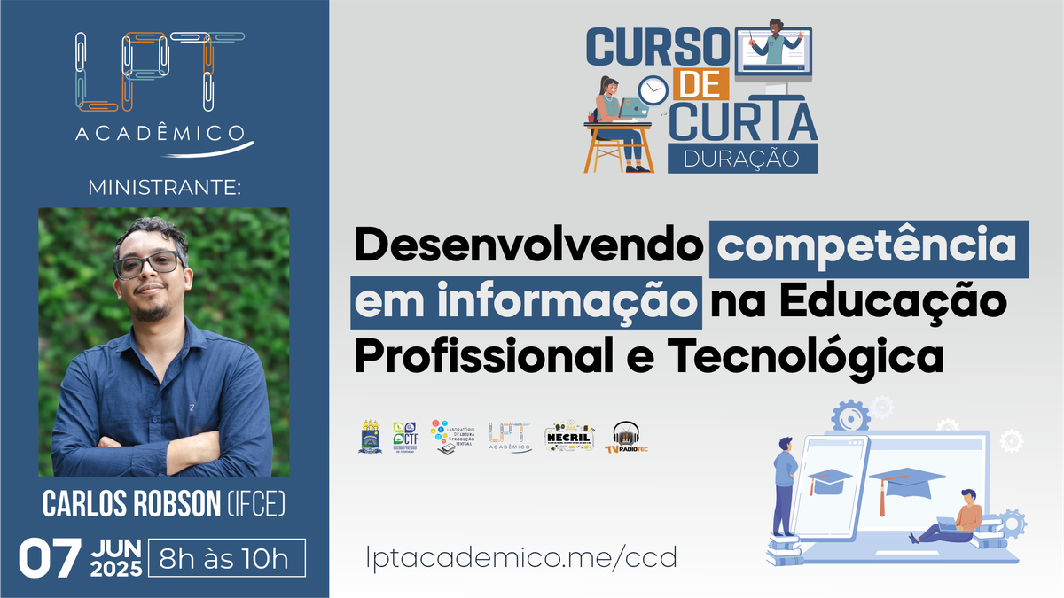 LPT Acadêmico oferta cursos sobre Informação na EPT e gêneros acadêmicos na área de Tradução