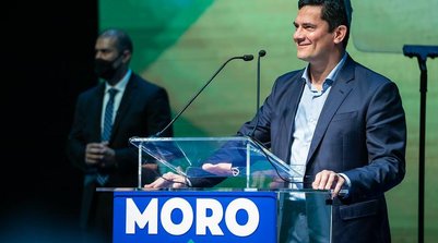 O ex-juiz Sergio Moro em evento de filiação ao Podemos (Fotos: Saulo Rolim / Sérgio Lima / Danilo Martins/ Divulgação) (Foto: Divulgação / InfoMoney)