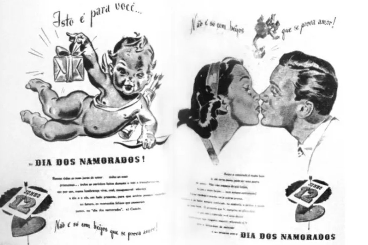 Slogan de propaganda do Dia dos Namorados criada por João DoriaImagem: Texto de João Dória e arte de Fritz Lessin.