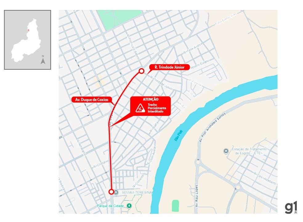 Trecho parcialmente interditado na Zona Norte de Teresina