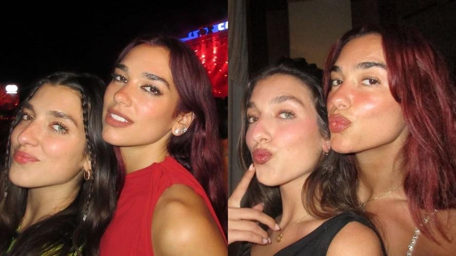 Uma foto das irmãs Dua Lipa, de 29 anos, e Rina Lipa, de 24, usando biquínis pretos combinando, viralizou nas redes sociais