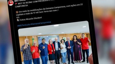 Ao divulgar o encontro com Lula, a direção nacional do MST disse ter apresentado ao presidente 'as principais reivindicações do movimento' (Foto: reprodução/X/MST)