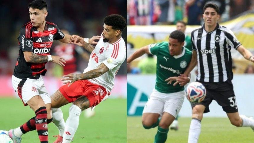 Jogos do Brasileirão hoje: Internacional x Flamengo e Botafogo x Palmeiras são destaques do domingo