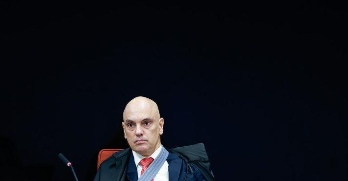 O ministro Alexandre de Moraes, durante sessão na 1ª Turma do STF que julga denúncia sobre o núcleo 3 da PET 12.100, em Brasília - 20/5/2025