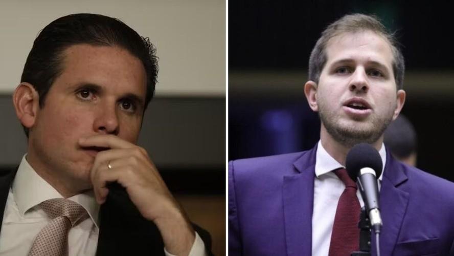 O presidente da Câmara dos Deputados, Hugo Motta, e o líder do PSB na Casa, Pedro Campos