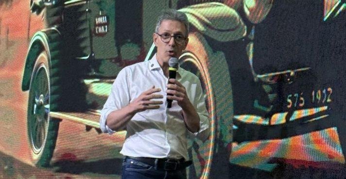 Romeu Zema, durante evento neste sábado, 16, em São Paulo: discurso enérgico contra o PT e Alexandre de Moraes