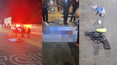 Ciclista é encontrado morto a tiros em avenida no litoral do Piauí; vítima tinha arma de fogo e drogas, afirma polícia (Foto: Montagem g1)