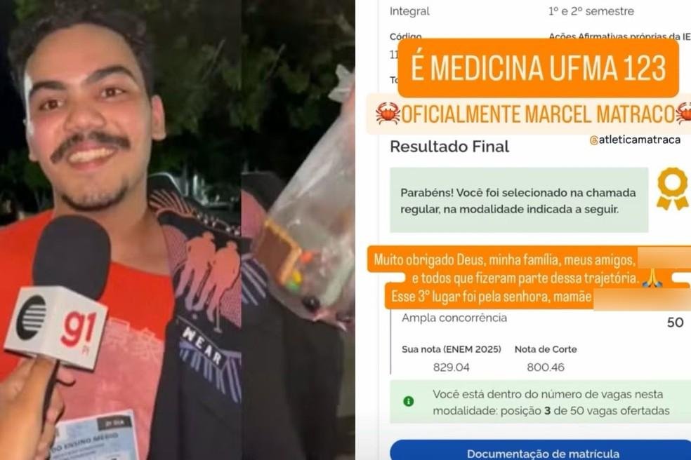 Aluno que levou mais de 6 lanches para o Enem é aprovado em 3º em medicina na UFMA