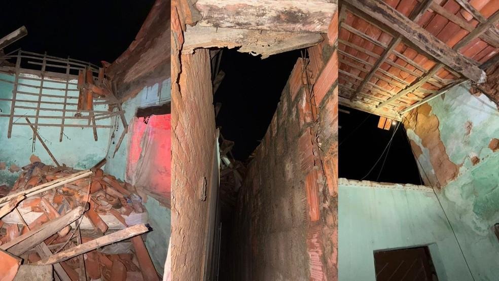 Parte de casa desaba após chuvas fortes em Parnaíba