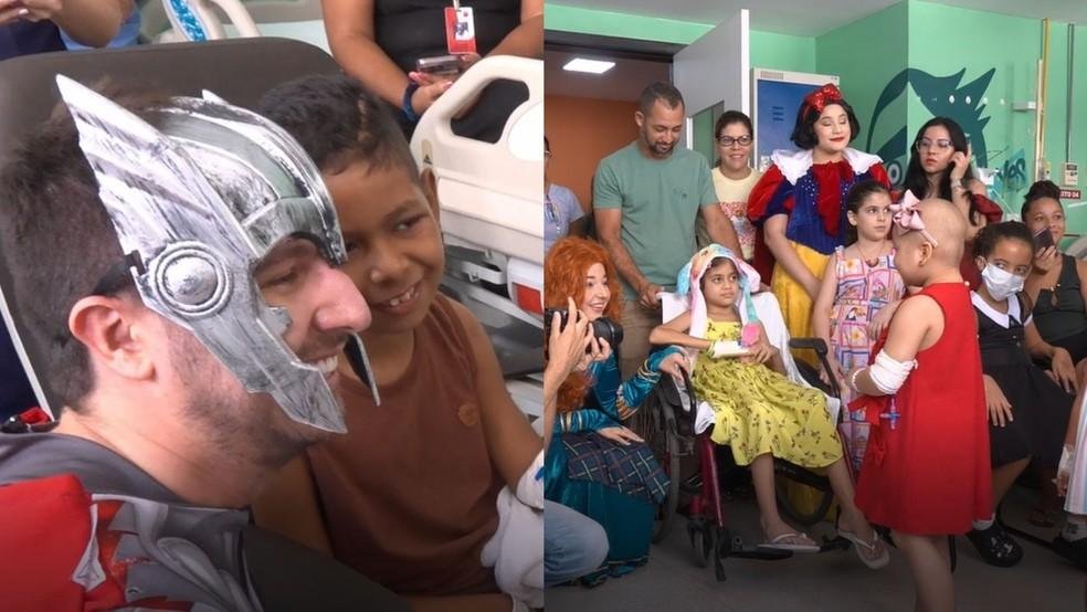 Ação leva presentes e personagens crianças em tratamento