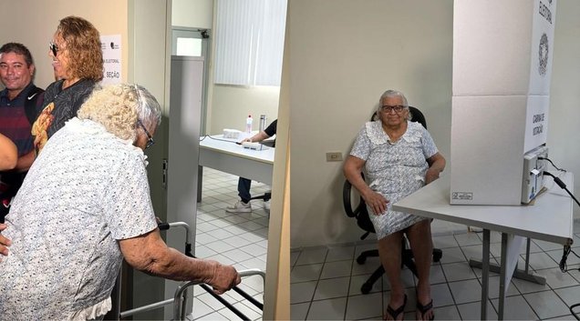 Eleitora de 100 anos votando no PI (Foto: Rede Clube)