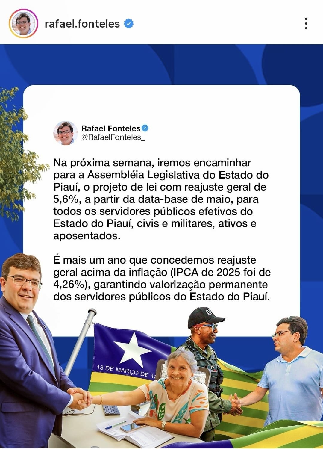 A medida atenderá a todos os servidores públicos efetivos estaduais, civis, militares, ativos e aposentados