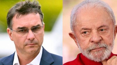 Flávio Bolsonaro e Lula da Silva: estudo sugere cenário favorável à direita (Foto: Montagem sobre reprodução)