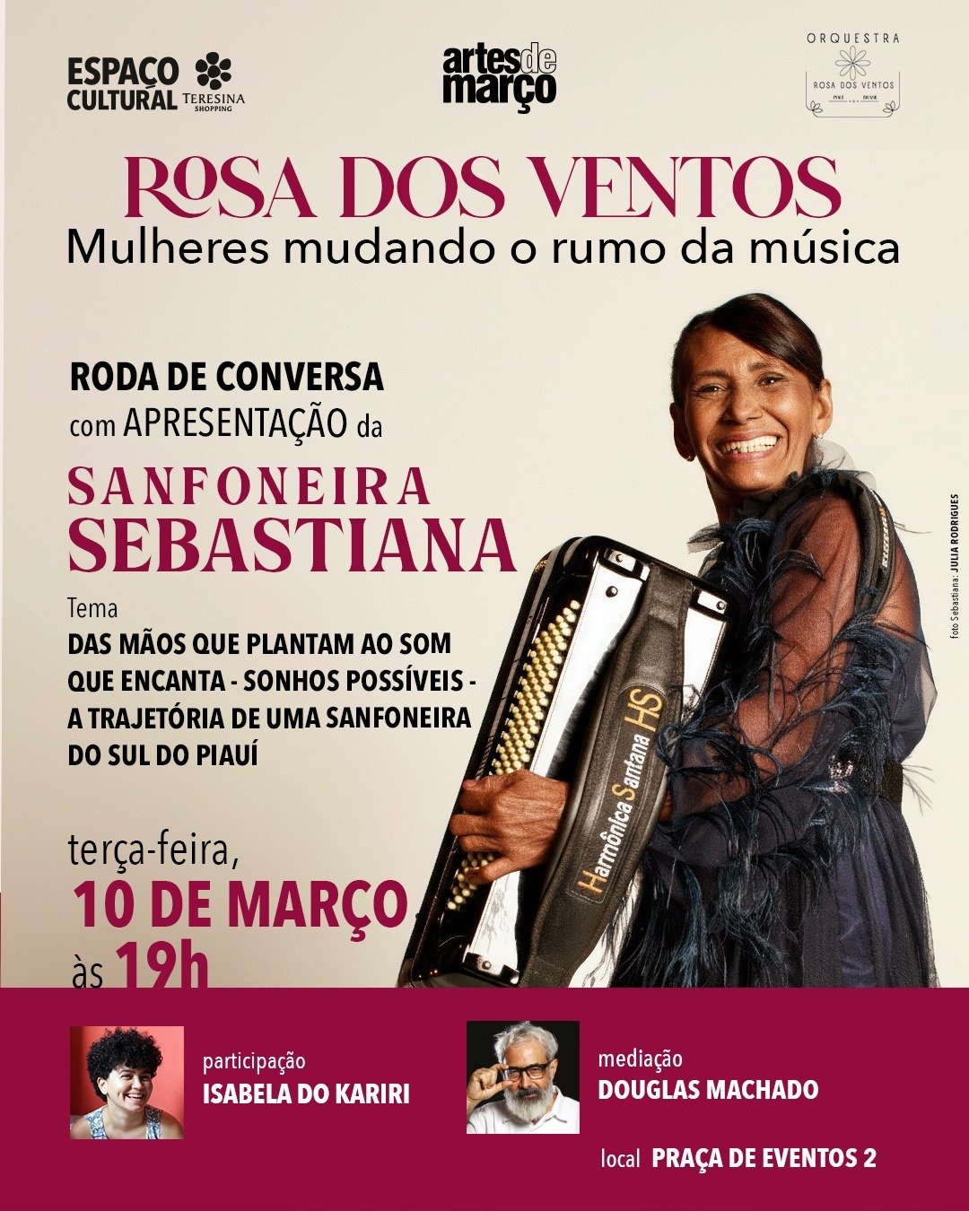 A homenageada da apresentação é a sanfoneira