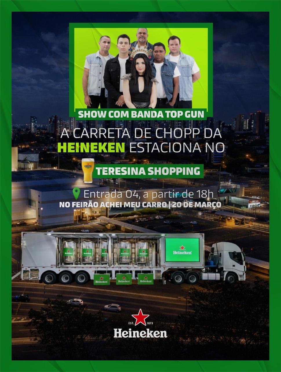 A programação conta ainda com show da banda Top Gun, garantindo música ao vivo