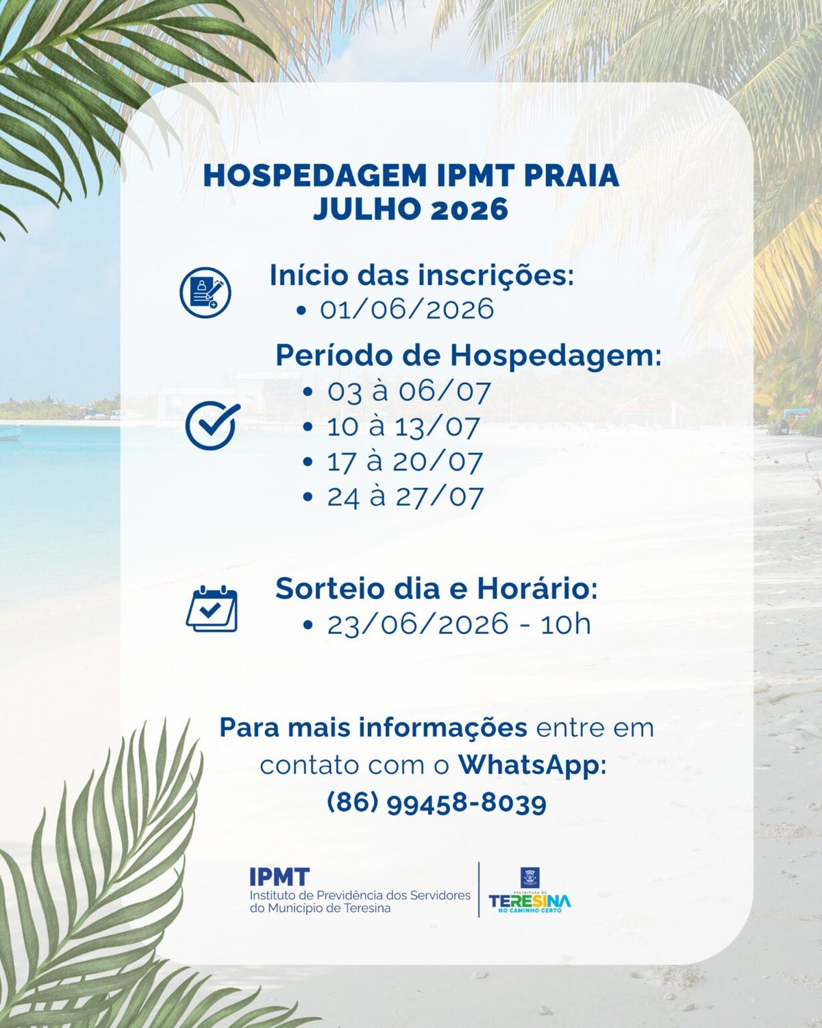 Os interessados devem realizar sua inscrição na sede do IPMT,