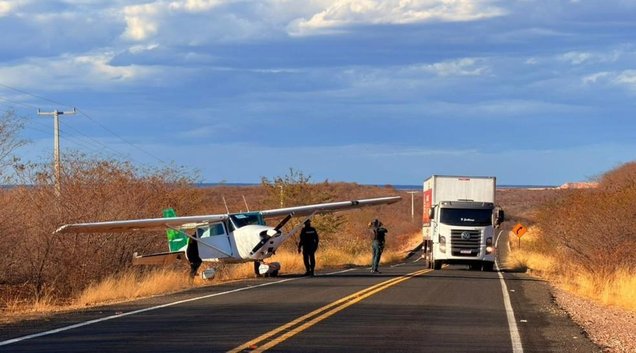 Avião monomotor faz pouso forçado em rodovia no interior do PI após pane elétrica (Foto: Cidades na Net)